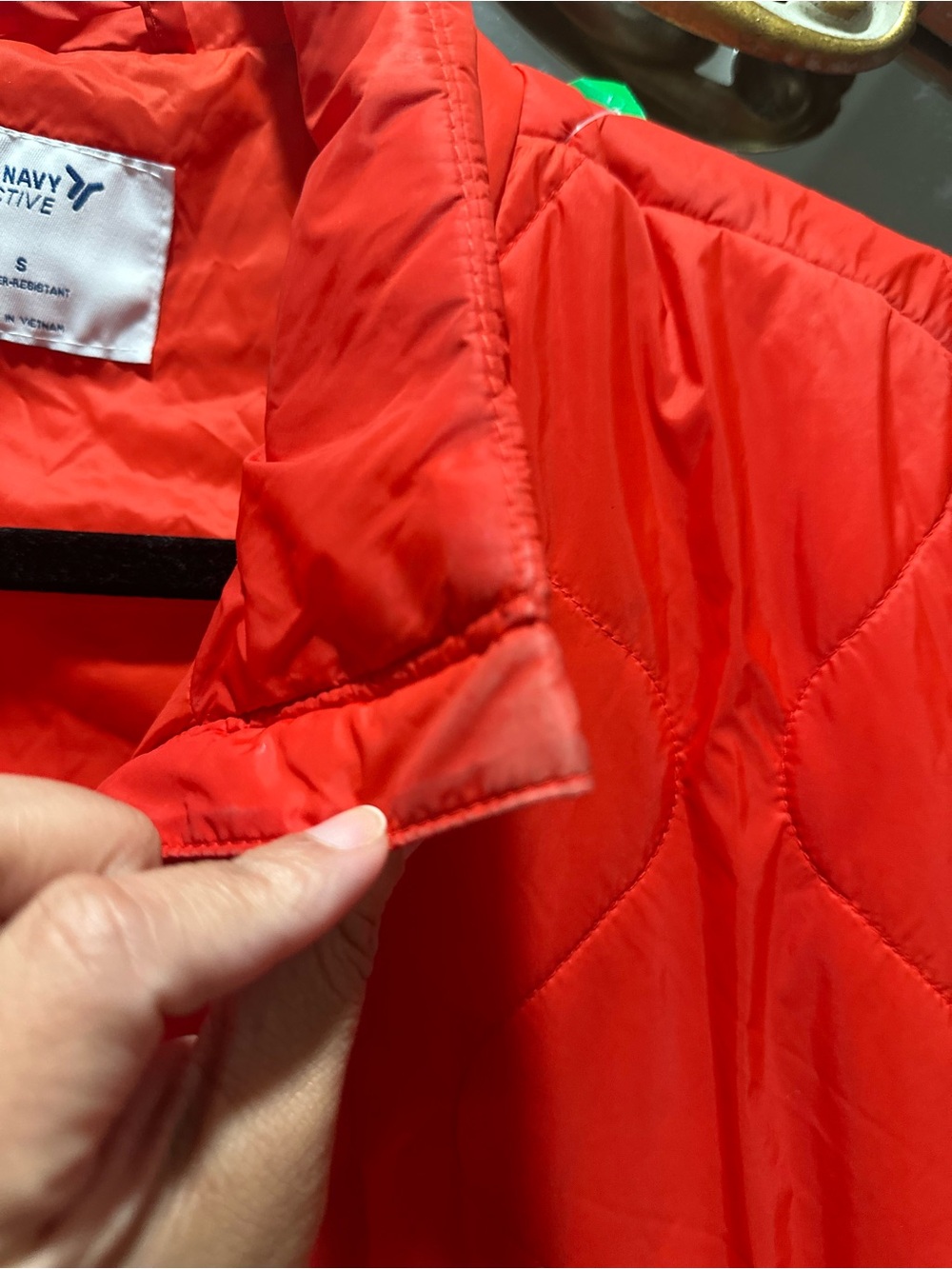 Quilted Oversized Packable Half Zip Pullover Jacket - Red Orange - Picture 5 of 16